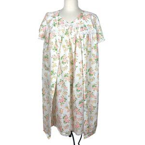 Vintage Rembrandt Robe Nightgown Womens Set Small Floral Housecoat Housedress